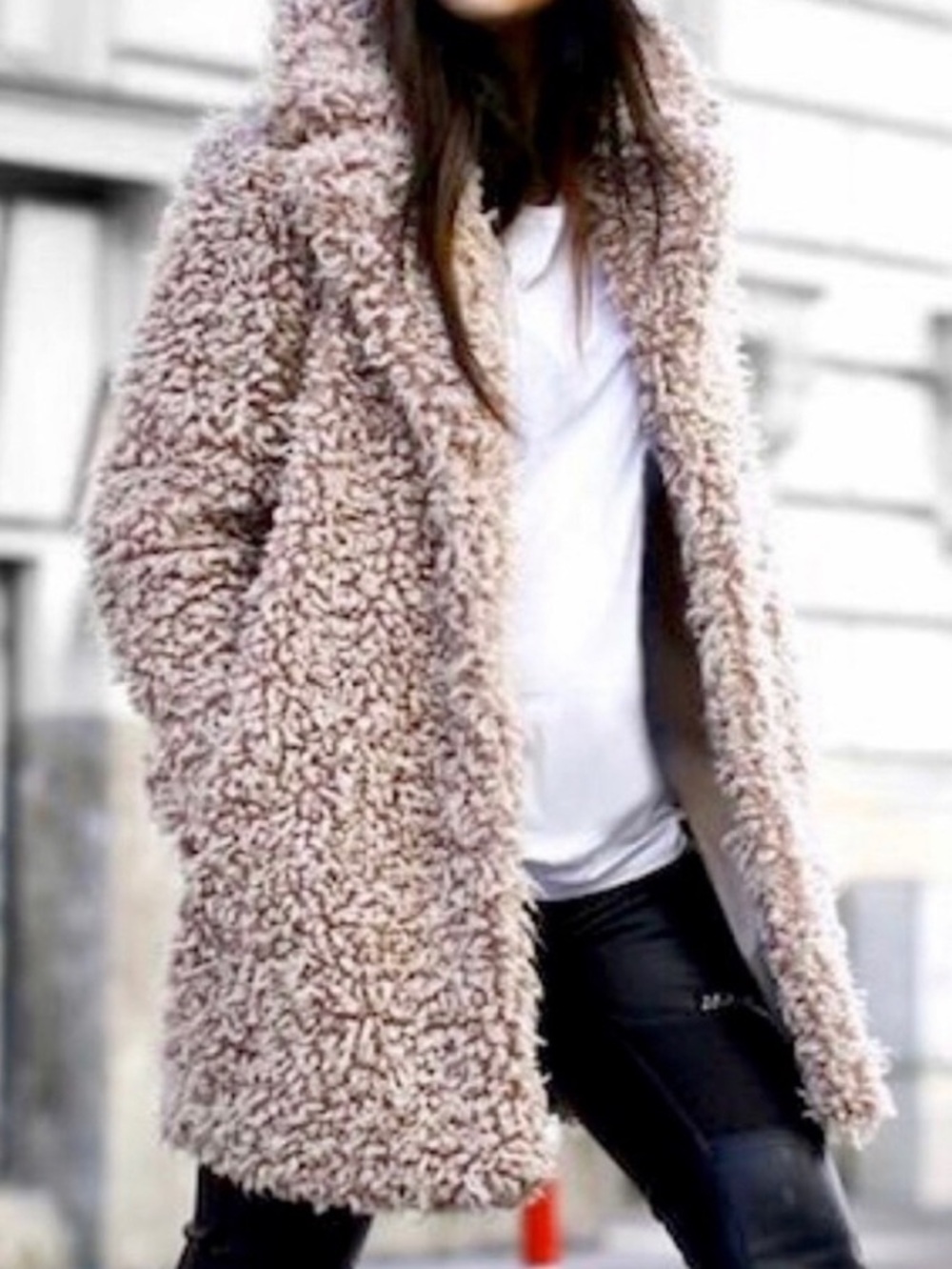 Zara TRF Collection Beige Faux-Shearling Teddy Coat S / M